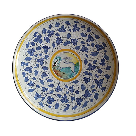 Image 1 of Large Italian Hand Painted Wall Plate or Centerpiece, 1980s