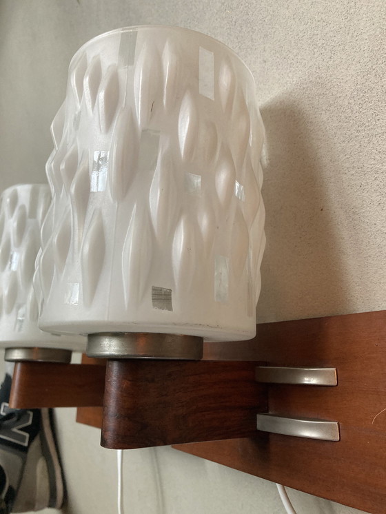 Image 1 of 1960s Wall Lights With Milk Glass Shades/Opened