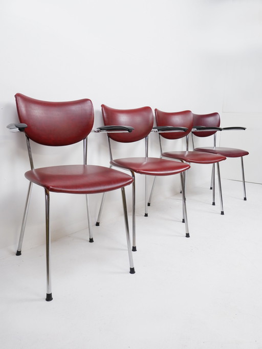 Set of 4 De Wit chairs, 1960s