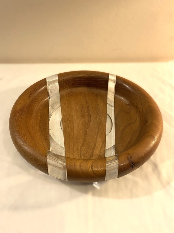 Image 1 of 2x Hardwood & Plexiglass bowls