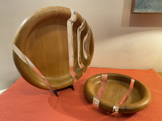 Image 1 of 2x Hardwood & Plexiglass bowls