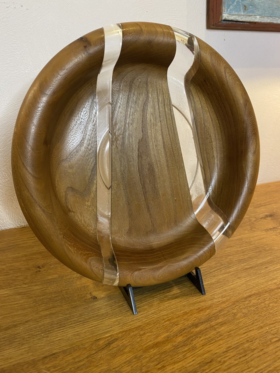 Image 1 of 2x Hardwood & Plexiglass bowls