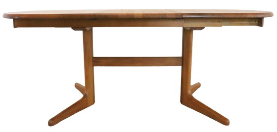 Image 1 of Table de salle à manger ovale Danish 1x extensible 'Torkerite' vintage