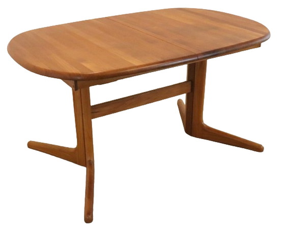Image 1 of Table de salle à manger ovale Danish 1x extensible 'Torkerite' vintage