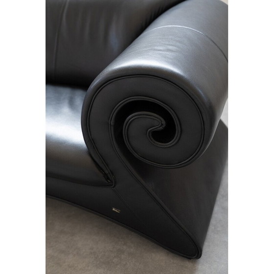 Image 1 of Divano vintage a 2 posti in pelle nera per Bretz, Germania 1998