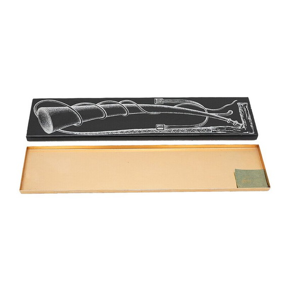 Image 1 of Vintage box in black metal and gold aluminum by Piero Fornasetti, 1950