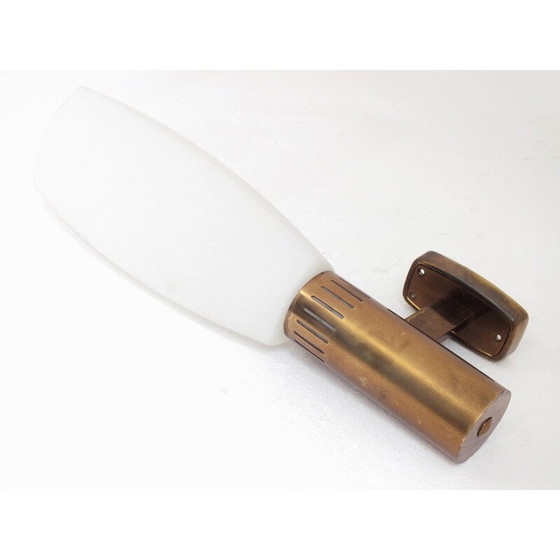 Image 1 of Pair of vintage wall lamps in brass and glass by Bruno Gatta for Stilnovo, Italy 1960