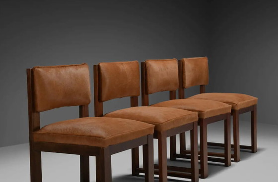 Image 1 of 4x Chaises de salle à manger en cuir de vache