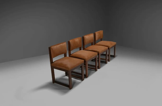 Image 1 of 4x Chaises de salle à manger en cuir de vache