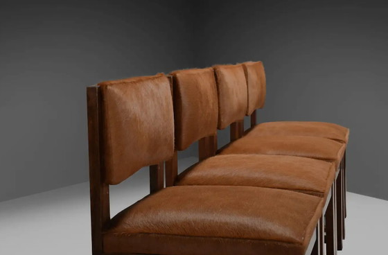 Image 1 of 4x Chaises de salle à manger en cuir de vache
