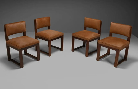 Image 1 of 4x Chaises de salle à manger en cuir de vache