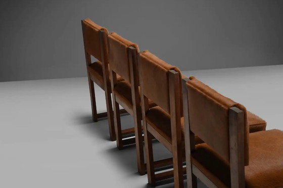 Image 1 of 4x Chaises de salle à manger en cuir de vache