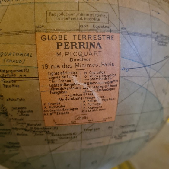 Image 1 of Art Deco French Globe M. Picquart, Circa 1930