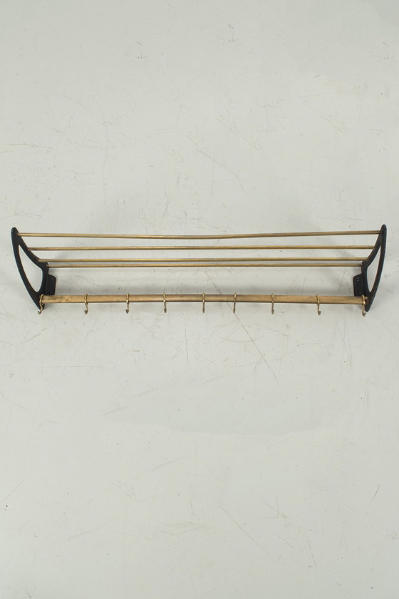 Image 1 of Vintage wall coat rack brass