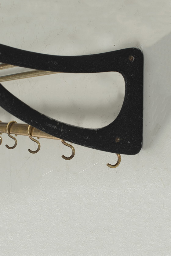 Image 1 of Vintage wall coat rack brass