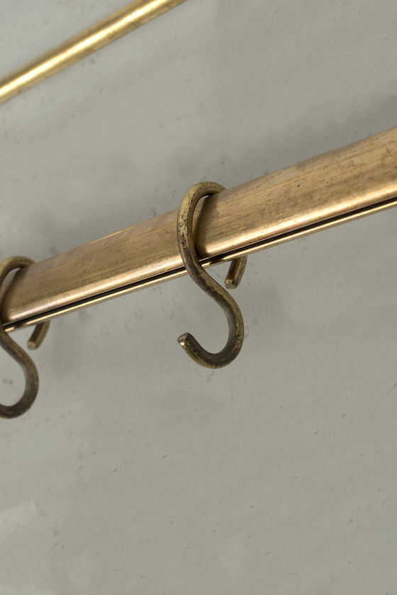 Image 1 of Vintage wall coat rack brass