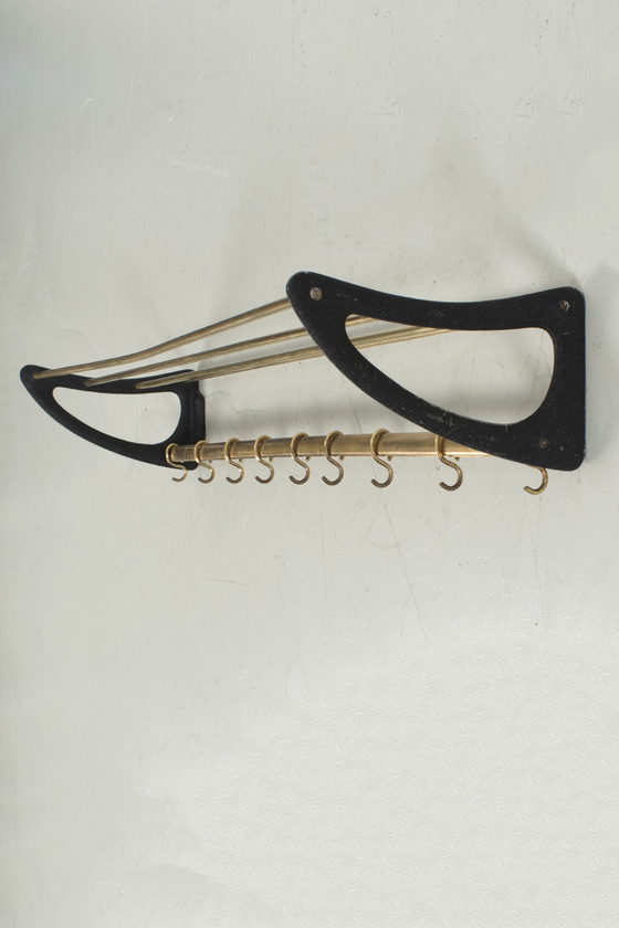 Image 1 of Vintage wall coat rack brass