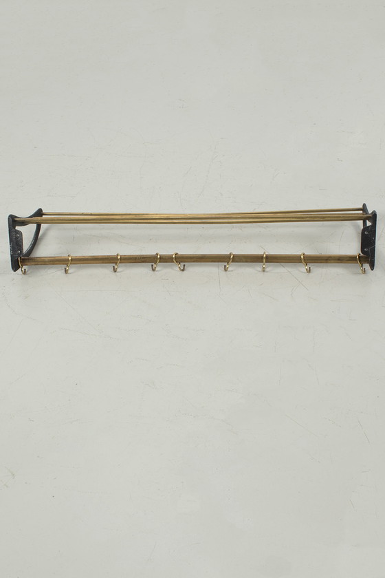 Image 1 of Vintage wall coat rack brass