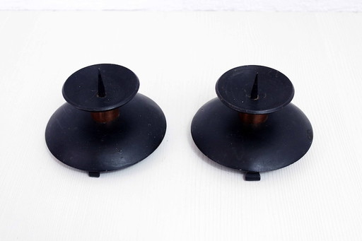 Beautiful duo of candle holders in metal and copper 60s / 70s