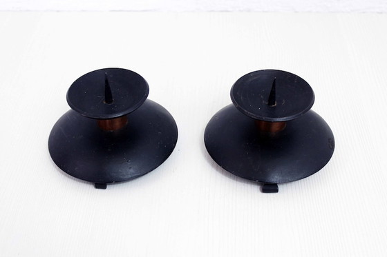 Image 1 of Beautiful duo of candle holders in metal and copper 60s / 70s