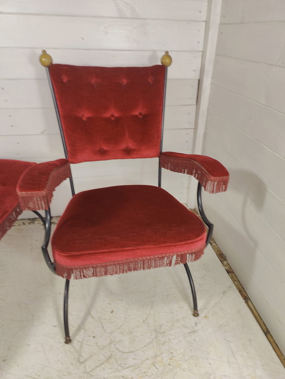 Image 1 of Pair of Savonarola Chair With Matching Stool