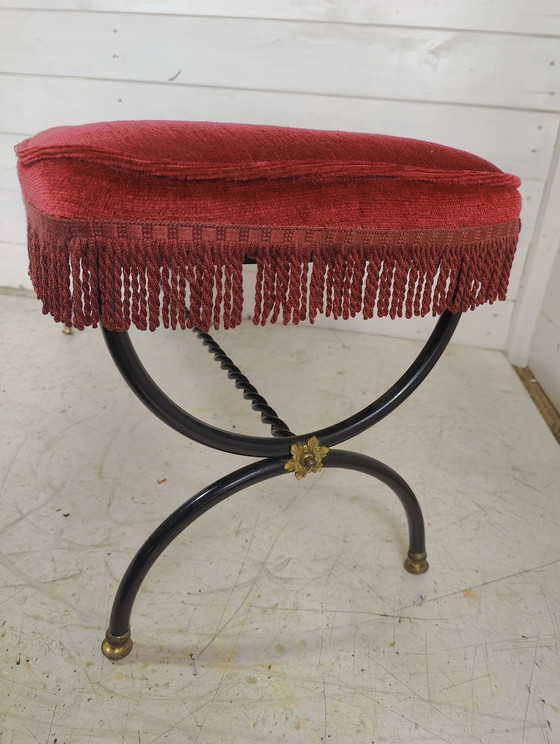 Image 1 of Pair of Savonarola Chair With Matching Stool