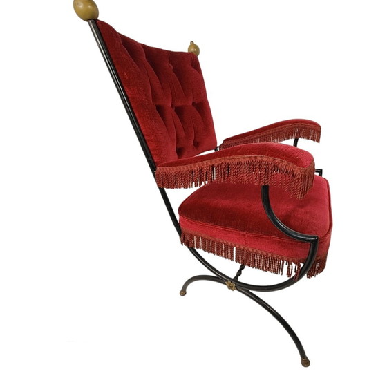 Image 1 of Pair of Savonarola Chair With Matching Stool