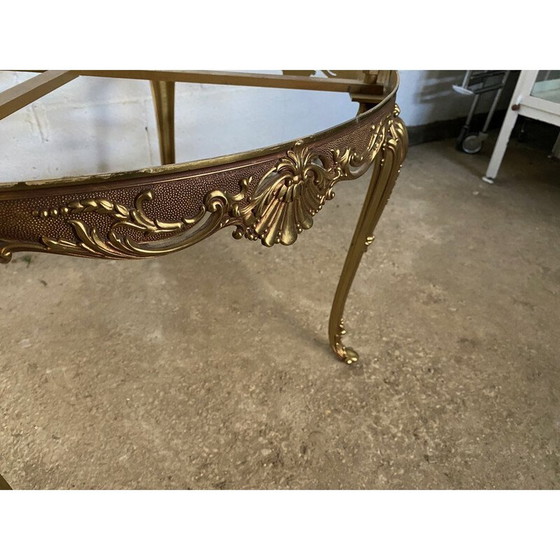 Image 1 of Round vintage onyx and brass coffee table, 1950
