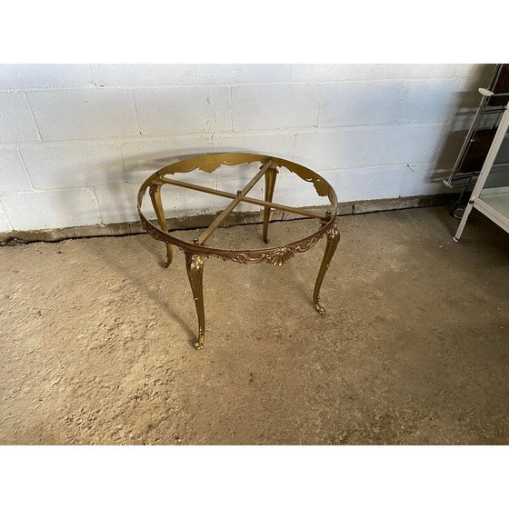 Image 1 of Round vintage onyx and brass coffee table, 1950