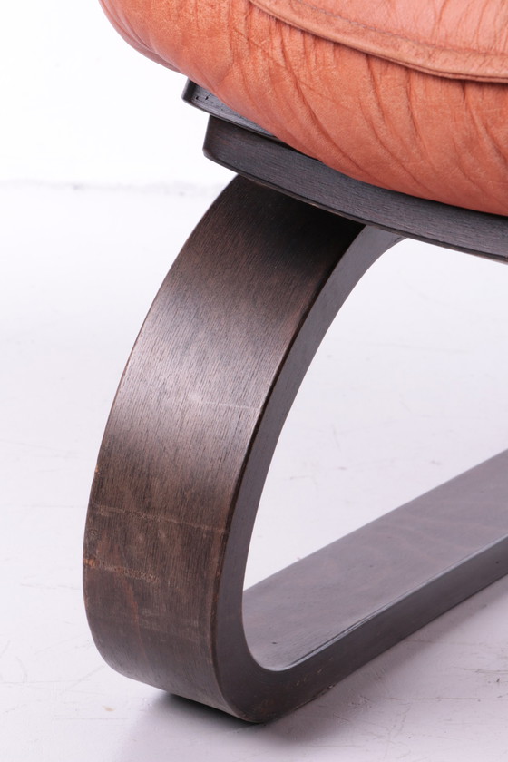 Image 1 of Poltrona brasiliana vintage con cuscino di seduta in pelle color cognac, anni '70.