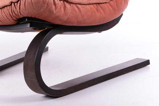 Image 1 of Poltrona brasiliana vintage con cuscino di seduta in pelle color cognac, anni '70.