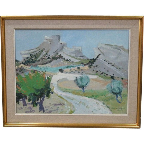 Image 1 of Vintage expressionist painting in gouache by Eva Holmberg-Jacobsson, 1968