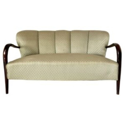 1Xart Deco Two Seats Sofa, Attributed To Malatesta And Mason, Italy 1950S