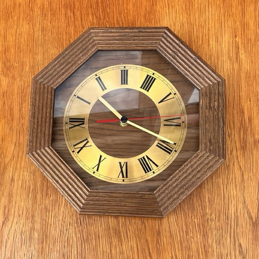 Ebg Wooden Wall Clock, Germany 1980S