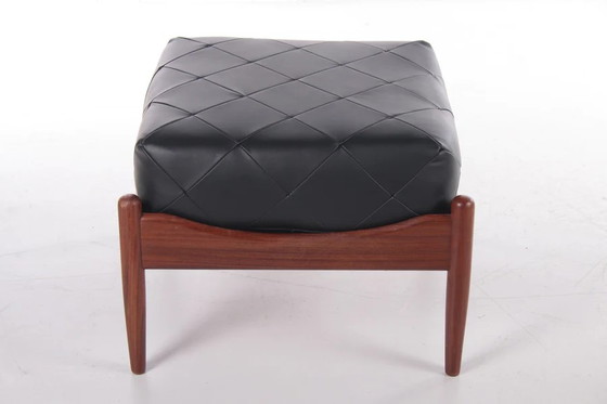 Image 1 of Kristian Solmer vedel Leather Hocker by Kristian Vedel by Soren Willadsen Mobelfabrik 1963