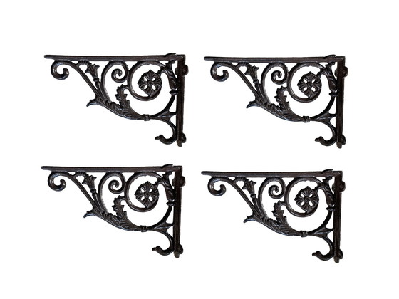 Image 1 of Set Of 4 Cast Iron Shelf Holders In Classic Style