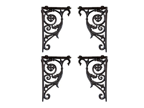 Image 1 of Set Of 4 Cast Iron Shelf Holders In Classic Style