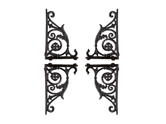 Image 1 of Set Of 4 Cast Iron Shelf Holders In Classic Style