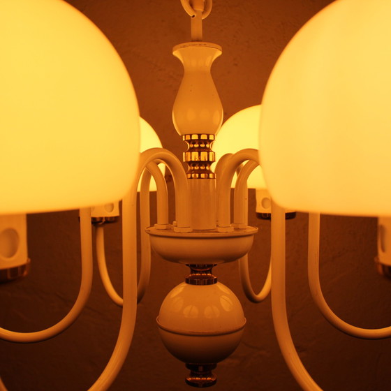 Image 1 of Mid-century frosted glass ball lamp