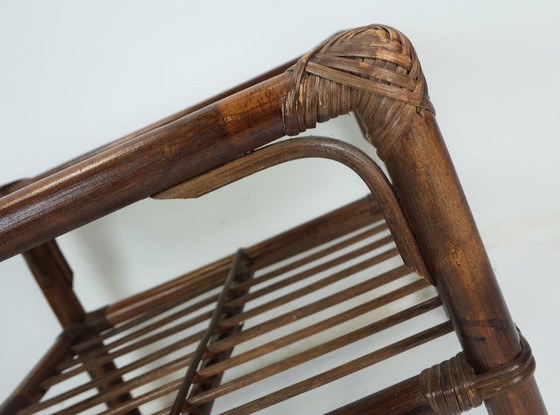 Image 1 of no 1 of 2: 1970s SIDE TABLE coffee table bamboo wicker glass