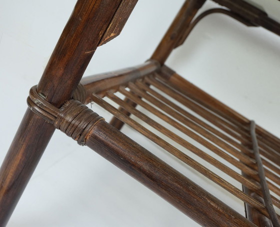 Image 1 of no 1 of 2: 1970s SIDE TABLE coffee table bamboo wicker glass