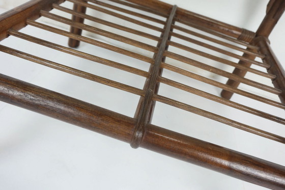 Image 1 of no 1 of 2: 1970s SIDE TABLE coffee table bamboo wicker glass