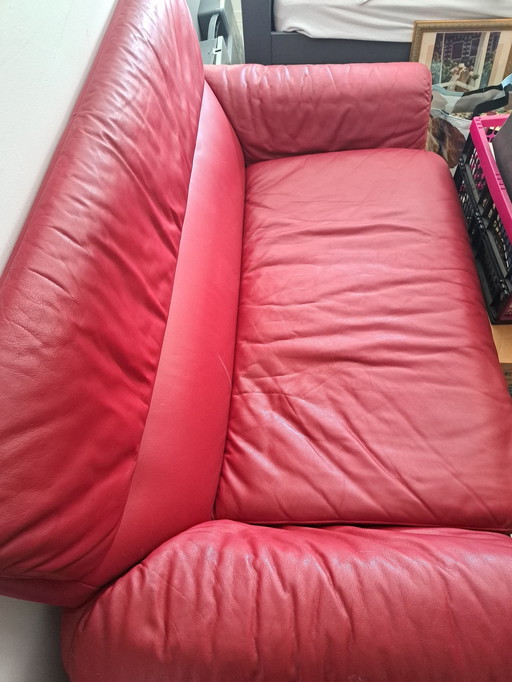 2 Seater Red Leather De Sede Sofa