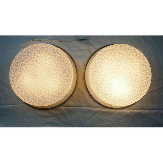 Image 1 of Coppia di lampade da parete vintage in metallo bianco e ottone per Arteluce