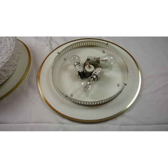 Image 1 of Coppia di lampade da parete vintage in metallo bianco e ottone per Arteluce