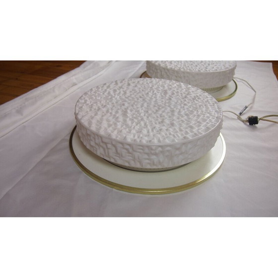 Image 1 of Coppia di lampade da parete vintage in metallo bianco e ottone per Arteluce