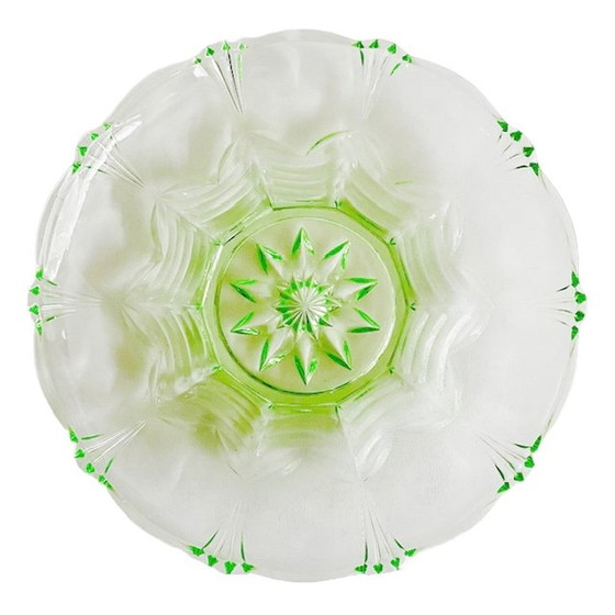 Image 1 of Uranium glass anna green neon glass bowl 1930's