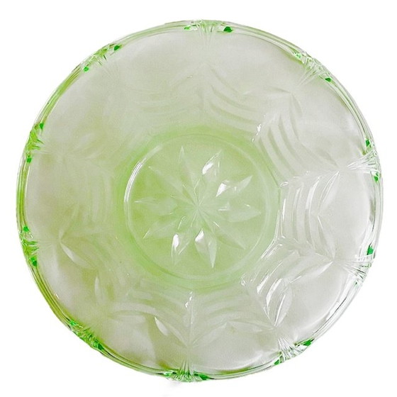 Image 1 of Uranium glass anna green neon glass bowl 1930's