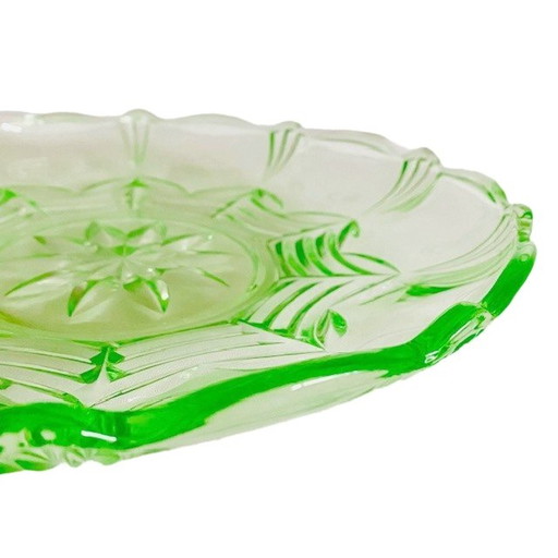 Uranium glass anna green neon glass bowl 1930's