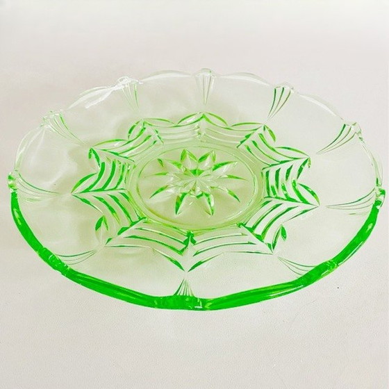 Image 1 of Uranium glass anna green neon glass bowl 1930's